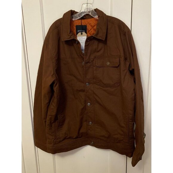 Prana Trembly Canvas Field Insulated Jacket. Brown w/ orange lining. XL.  Warm - Picture 2 of 5